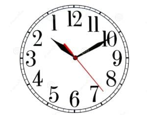 Analogue wall clock showing time 9:12 with black and red hands, perfect for office or home decor, emphasizing reliable inventory and time management.